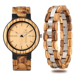 Lesena ročna ura in zapestnica